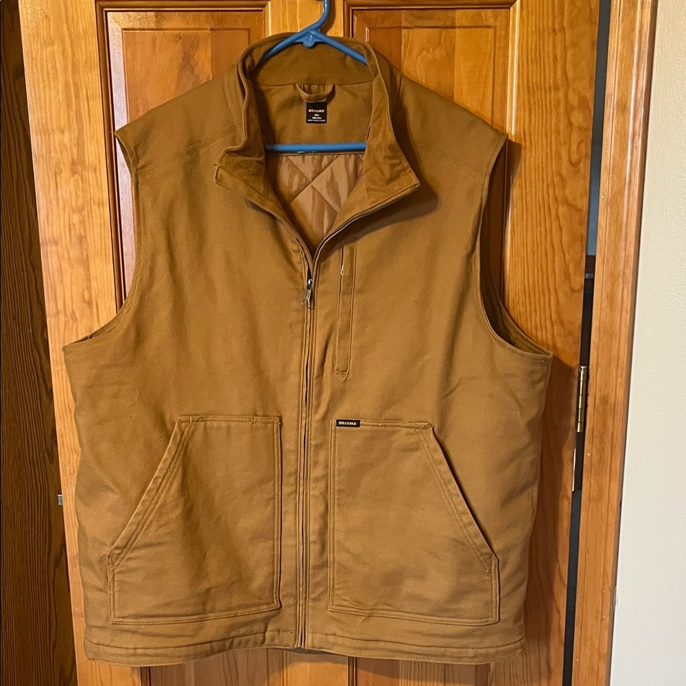 Brahma Men's Tan Canvas Work Vest